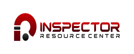 A red and black logo for inspectors resource center